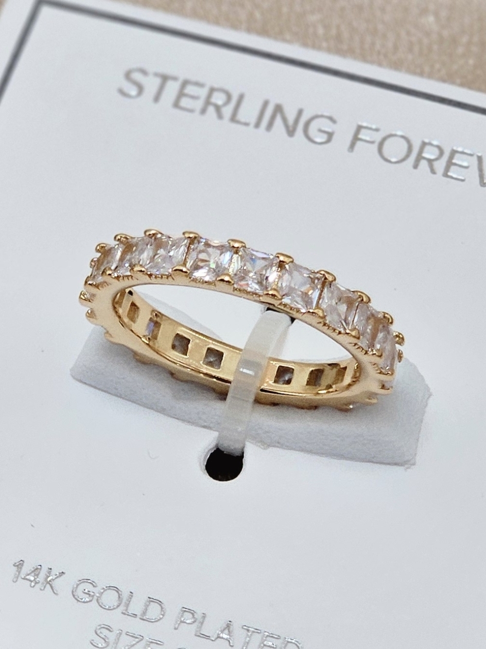 Sterling Forever Ring 14K Gold-Plated Kylie Oval Crystal Eternity Ring